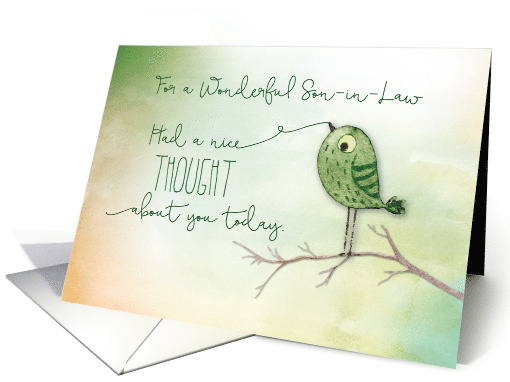 For Wonderful Son in Law Bird on Branch Nice Thought of You card