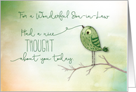 For Wonderful Son in Law Bird on Branch Nice Thought of You card