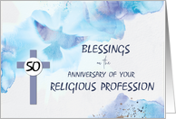 Nun 50th Anniversary of Religious Profession Blessings Blue Purple Cro card