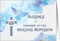 Nun 65th Anniversary of Religious Profession Blessings Blue Purple Cro card