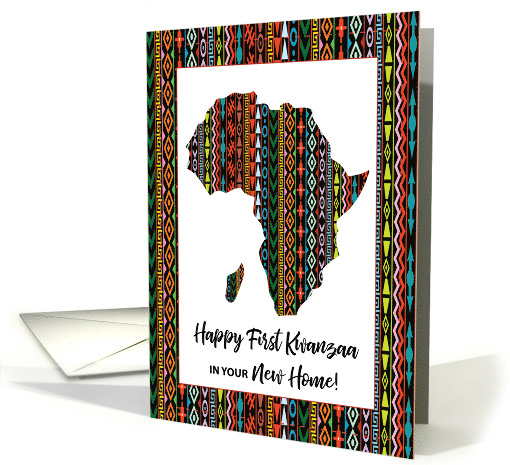 First Kwanzaa in New Home Map of Africa in Bold Colorful Pattern card