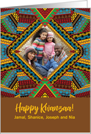 Kwanzaa Custom Photo and Name Brightly Colored Diamond Pattern card