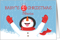 Niece Babys First Christmas Snowman card