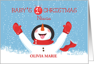 Personalize Niece Name Christmas Snowman card