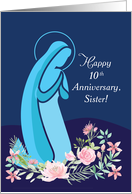 10th Anniversary of Religious Life to Nun Mary Kneeling in Prayer card