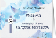 Nun 54th Anniversary of Religious Profession Blessings Blue Purple Cro card