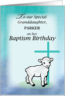 Granddaughter Personalize Name Baptism Birthday Lamb Cross card