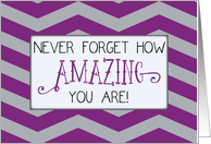 Thinking of You at College Amazing Grey and Purple Chevron Stripes card