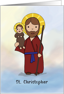 St. Christopher Feast Day Simple Catholic Saint Holding Jesus card