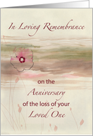 Remembrance Anniversary of Loss of Loved One Flowers Watercolor Look card