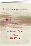 Custom Name Remembrance Anniversary of Loss of Aunt Flowers Watercolor card