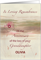Custom Name Remembrance Anniversary of Loss of Granddaughter Flowers card