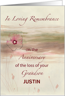 Custom Name Remembrance Anniversary of Loss of Grandson Flowers card