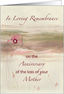 Remembrance Anniversary of Loss of Mother Flowers Watercolor Look Suns card