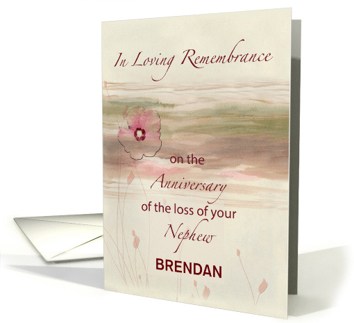 Custom Name Remembrance Anniversary of Loss of Nephew Flowers card