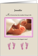 Twins Girls Baby Feet Customizable Name Shower Congratulations card