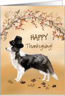 Border Collie Funny Pilgrim Hat Thanksgiving card