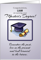 Master’s Degree Custom Name Graduation Remember the Past card