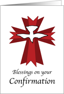 Confirmation Blessings Dove on Red Cross card