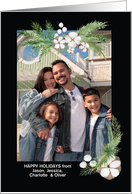 Christmas Cotton Flowers and Fir Branches Photo card