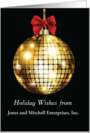 Customizable Gold Looking Ornament on Black Red Bow card