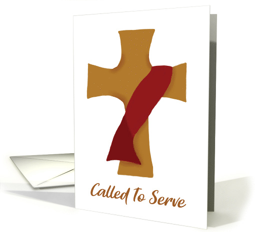 Deacon Ordination Congratulations Red Stole on Cross card (1752580)