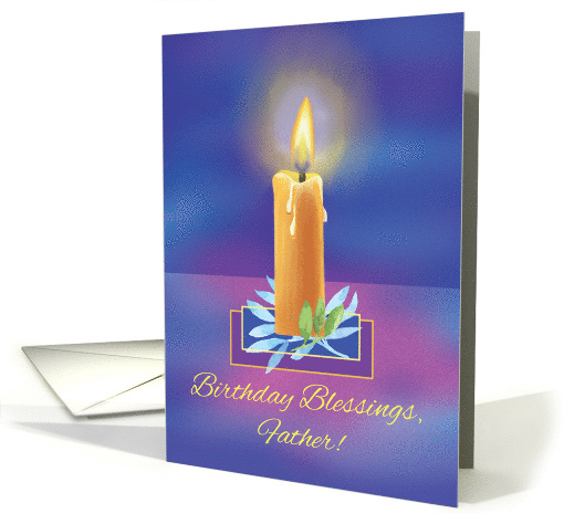 Catholic Priest Birthday Blessings with Shining Lighted Candle card