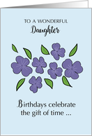 Daughter Birthday with Violet Flowers and Leaves card