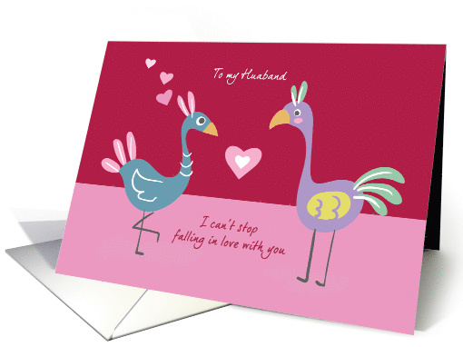 Husband Pink Valentine With Cute Whimsical Birds card (1754126)