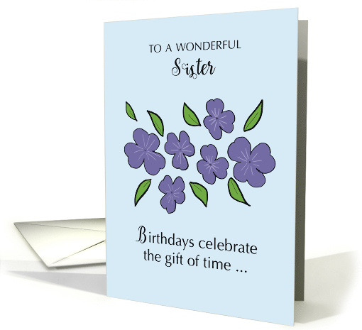 Catholic Sister Nun Birthday with Violet Flowers and Leaves card