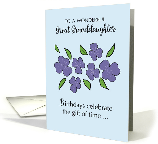 Great Granddaughter Birthday with Violet Flowers and Leaves card