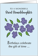 Great Granddaughter Birthday with Violet Flowers and Leaves card