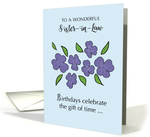 Sister in Law Birthday with Violet Flowers and Leaves card (1754634)