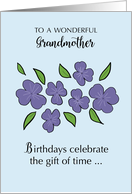 Grandmother Birthday with Violet Flowers and Leaves card