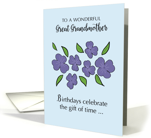 Great Grandmother Birthday with Violet Flowers and Leaves card