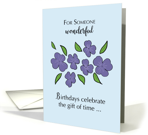 Birthday with Violet Flowers and Leaves card (1754648)