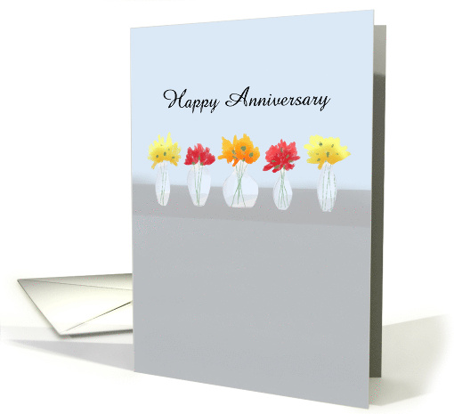 Happy Wedding Anniversary Row of Flowers card (1754914)