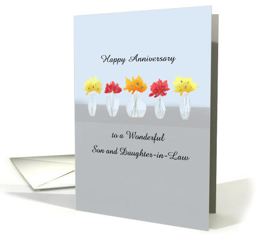 Son and Daughter in Law Wedding Anniversary Row of Flowers card