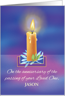 Custom Name Anniversary of Loss of Loved One Religious Candle card