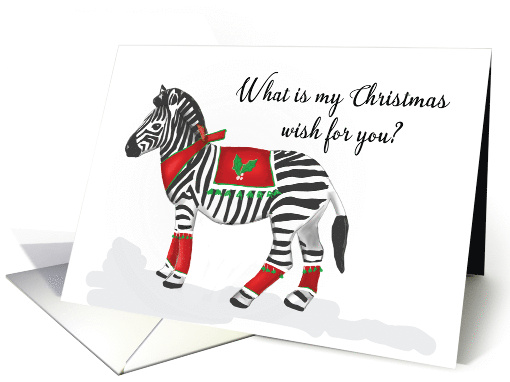 Christmas Dressed Zebra with Funny Wishes. card (1757094)