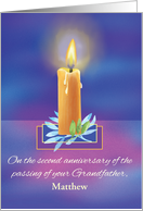 Custom Name Loss of Grandfather Second Anniversary Religious Candle card