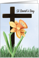 St Davids Day Daffodil Over Cross card
