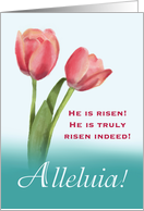 Easter Christian Joy of Resurrection with Magenta Tulips card