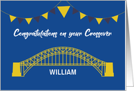 Cub Scout Crossover Custom Name Congratulations Bridge card
