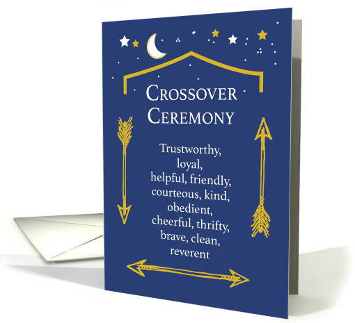 Bridging Ceremony Crossover with Blue and Gold with Arrows card