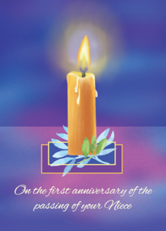 Loss of Niece First Anniversary Religious Shining Lighted Candle