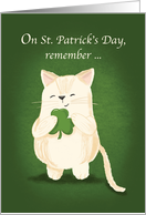 St. Patricks Day Cute Kitten Holding Shamrock card