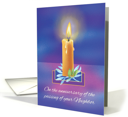 Loss of Neighbor Anniversary Religious Shining Lighted Candle card