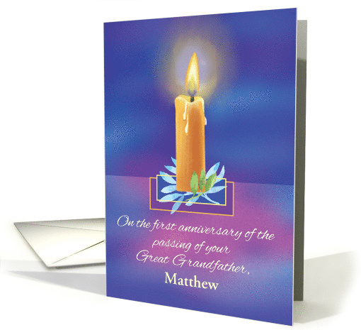 Custom Name Loss of Great Grandfather First Anniversary Religious card