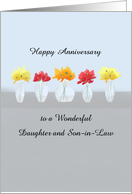 Daughter and Son in Law Wedding Anniversary Row of Flowers card